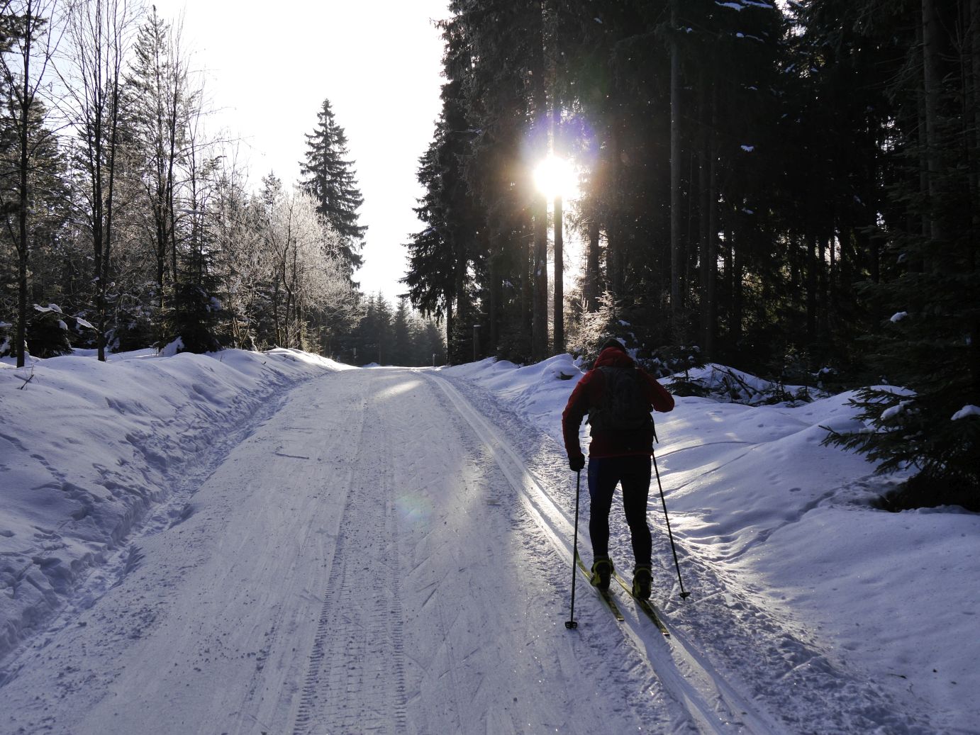 Wir sind lange Zeit allein in der Spur