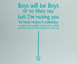 Boys will be Boys or so they say but I'm raising you to have respect someday so when you’re naughty and hit, kick or shout you will find yourself sitting right here in time out Sticker