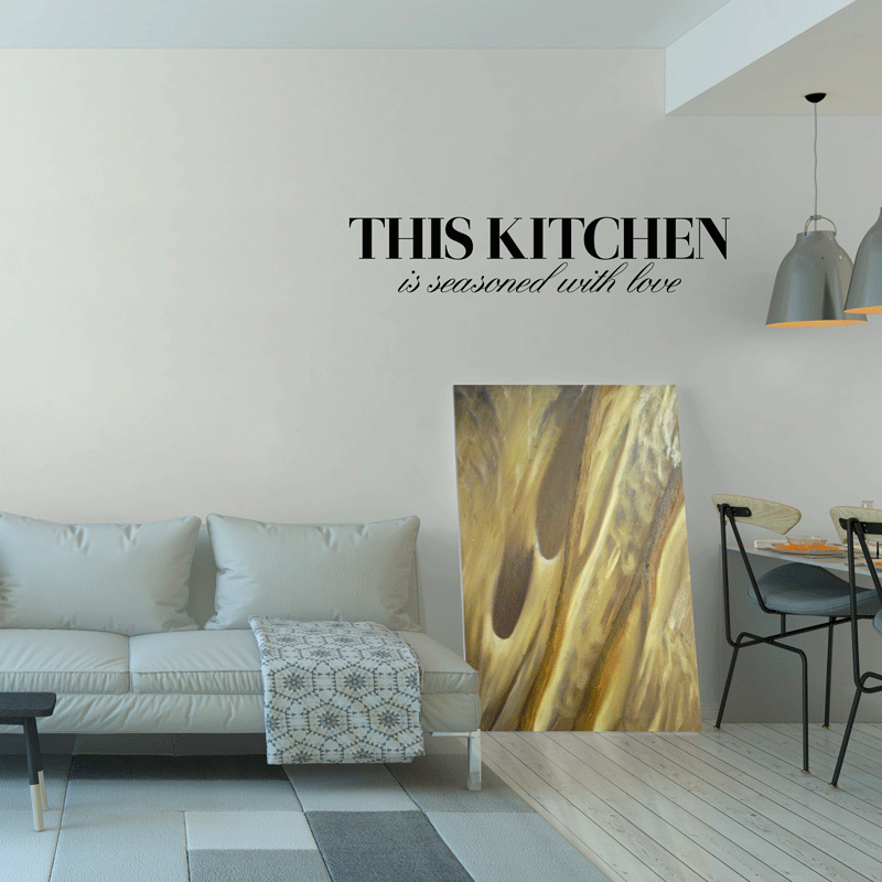 Adesivo Murale Rimovibile Click Down – Scritta "This Kitchen Is Seasoned With Love" Per Cucina - 4