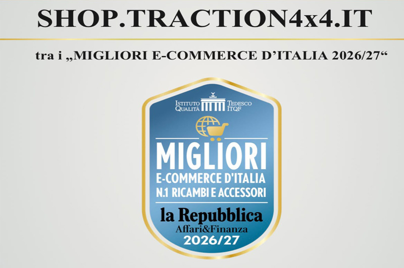 Traction 4x4 celebra 21 anni e si conferma tra i migliori e-commerce 2026/2027 secondo ITQF e La Repubblica A&F