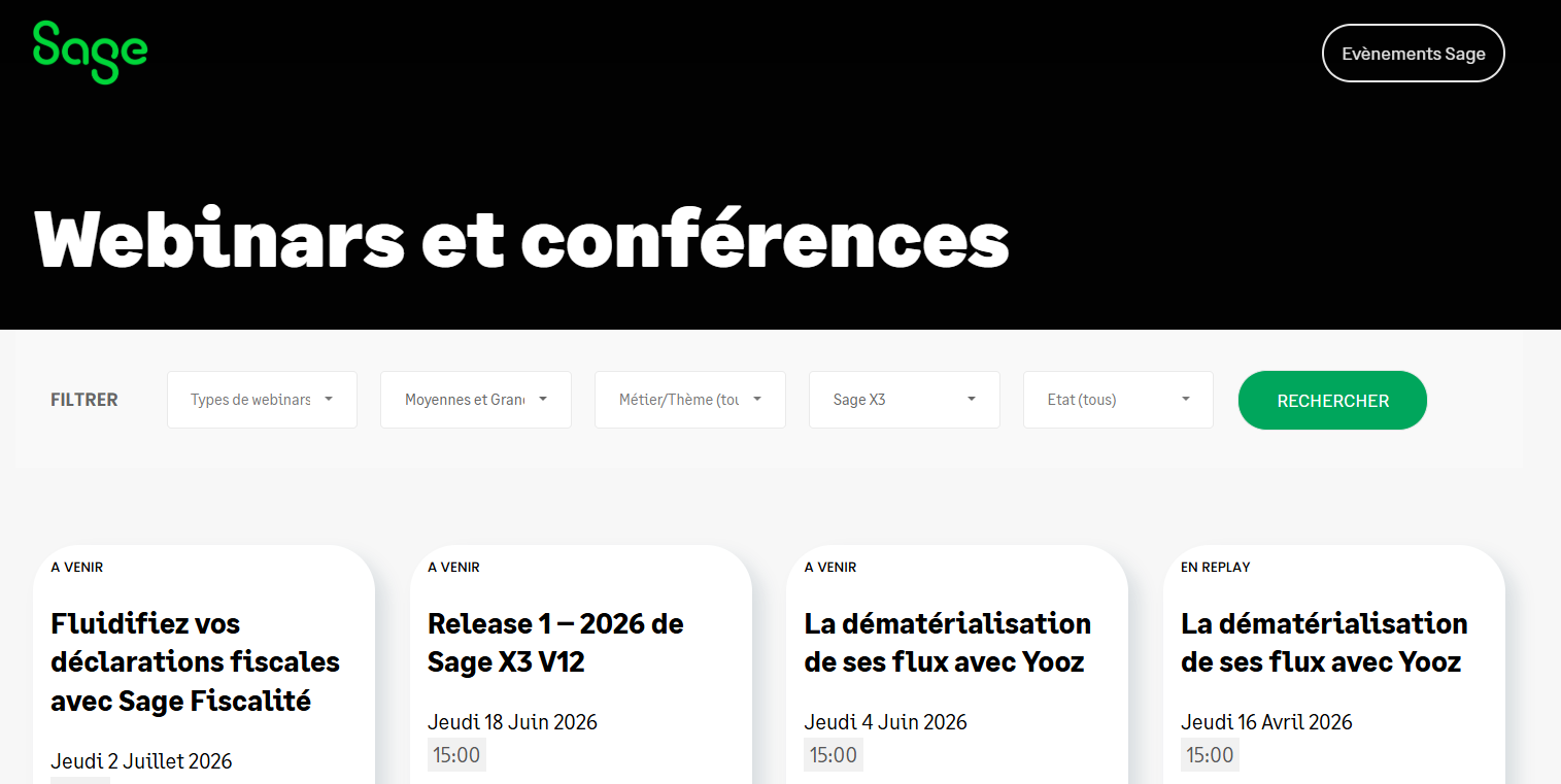 Prochains Webinars Sage X3