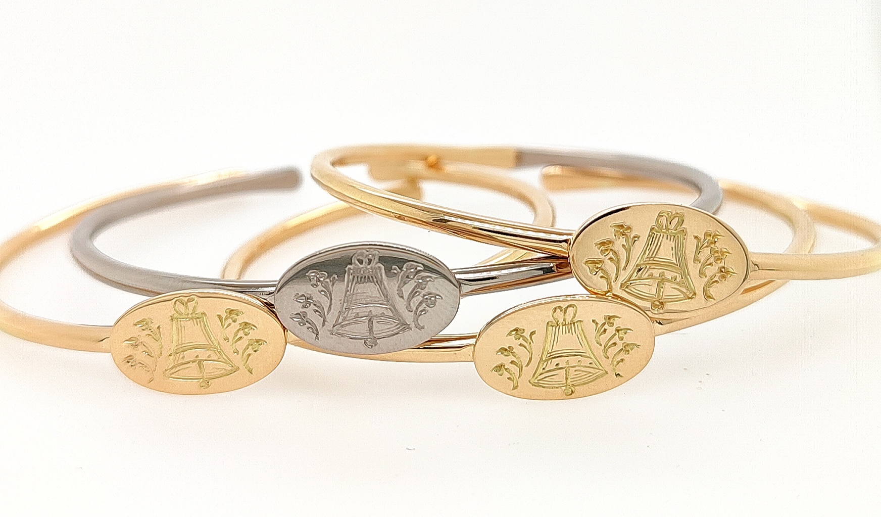 Bracelets "sceau" - Or jaune et or gris palladié 750