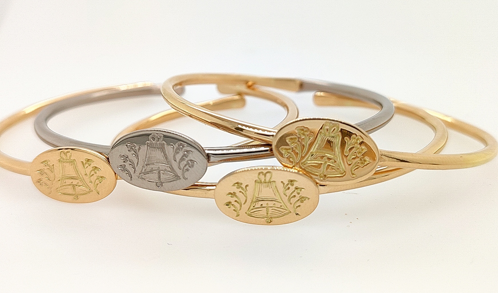 Bracelets "sceau" - Or jaune et or gris palladié 750