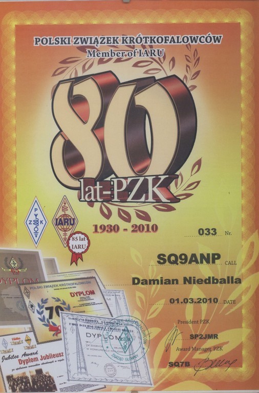 80 LAT POLSKIEGO ZWIĄZKU KRÓTKOFALOWCÓW - 2010rok
