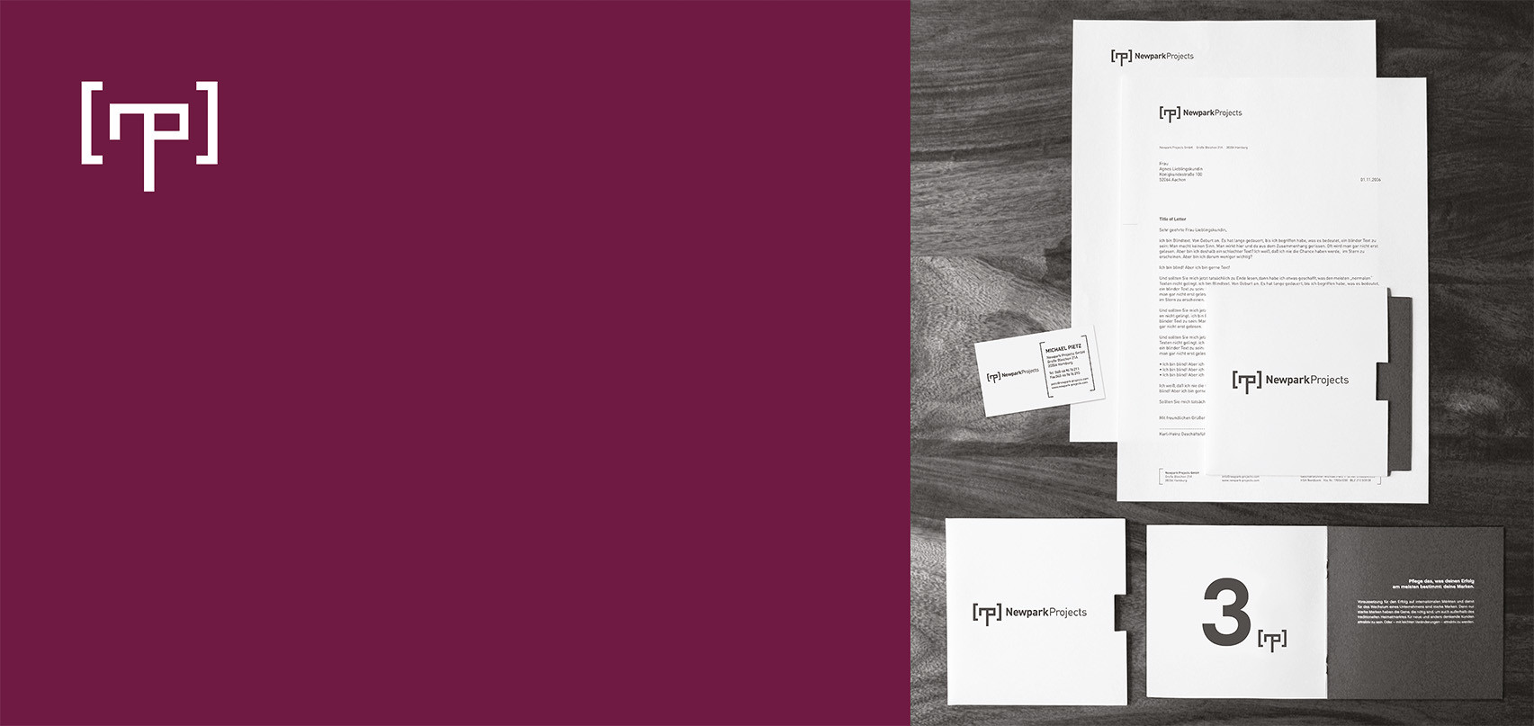 NEWPARK PROJECTS / Design / Geschäftsausstattung & Broschüre / Agentur: Leagas Delaney HH