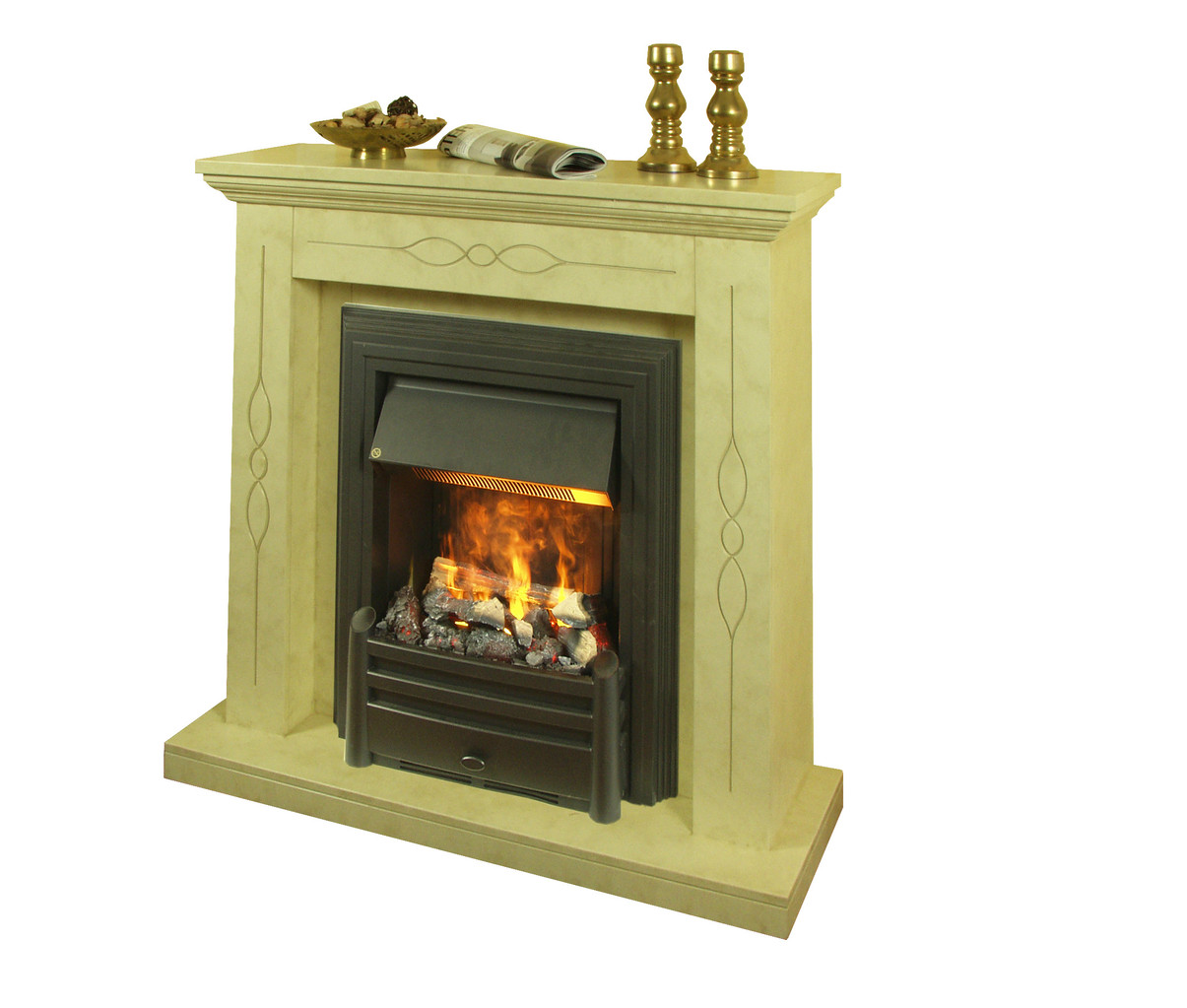 Elektrokamin mit 3D-Flammeneffekt in beige - www.primawohnen.com Elektrokamin mit 3D-Flammeneffekt in beige - www.primawohnen.com