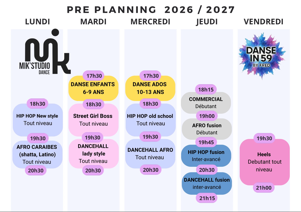 Panning 2025 - 2026 Danse in 59