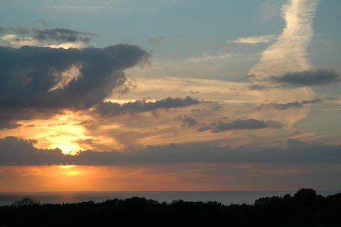 Sunset from the Bjäre Peninsula with the Oslo Ferry on the horizon