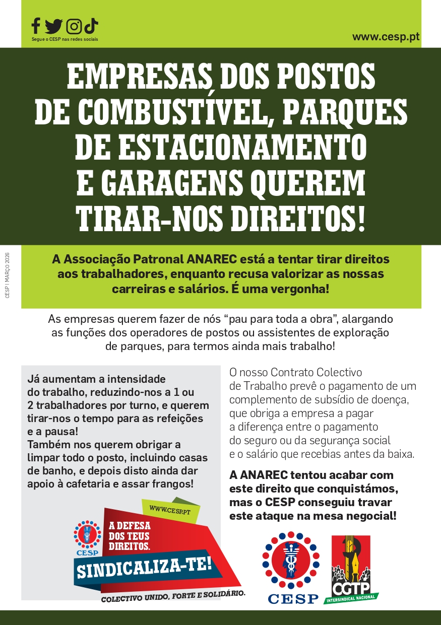 EMPRESAS DOS POSTOS DE COMBUSTÍVEL, PARQUES DE ESTACIONAMENTO E GARAGENS QUEREM TIRAR-NOS DIREITOS!