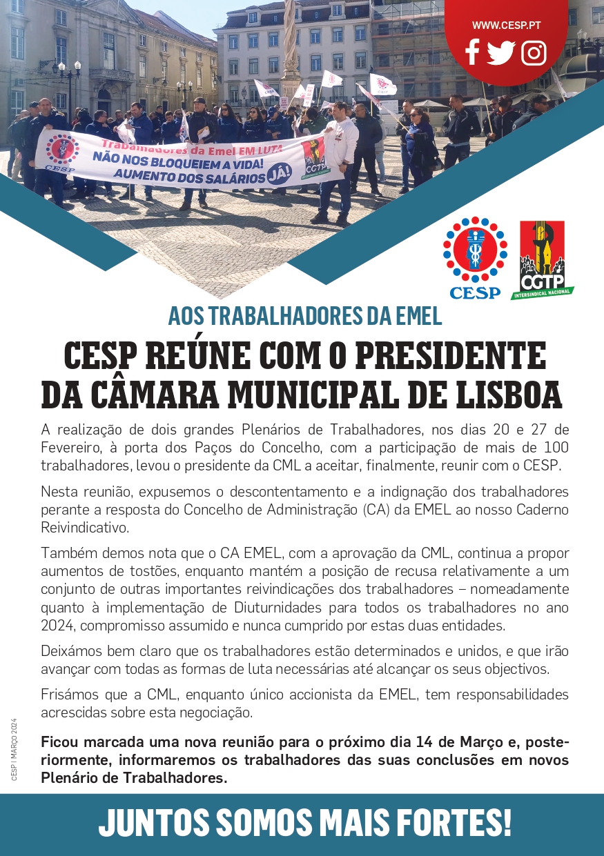 CESP REÚNE COM O PRESIDENTE DA CÂMARA MUNICIPAL DE LISBOA