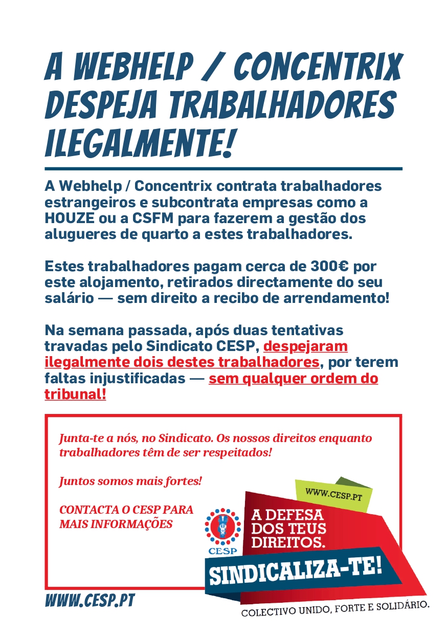 A Webhelp / Concentrix despeja trabalhadores ilegalmente! // Webhelp / Concentrix evicts workers illegally!