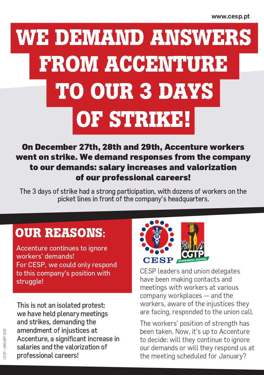 WE DEMAND ANSWERS FROM ACCENTURE TO OUR 3 DAYS OF STRIKE! // EXIGIMOS RESPOSTAS DA ACCENTURE À NOSSA GREVE DE 3 DIAS!