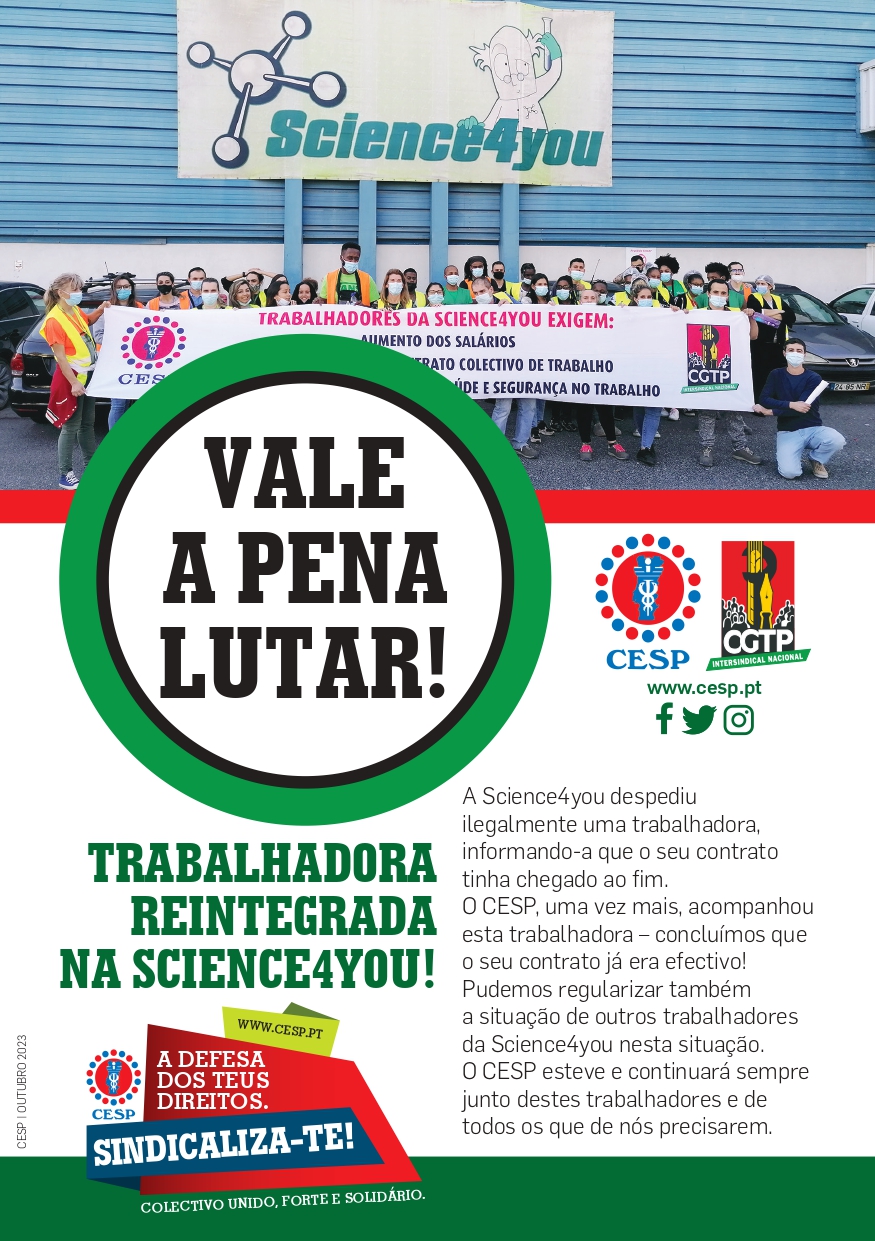 VALE A PENA LUTAR! TRABALHADORA REINTEGRADA NA SCIENCE4YOU!