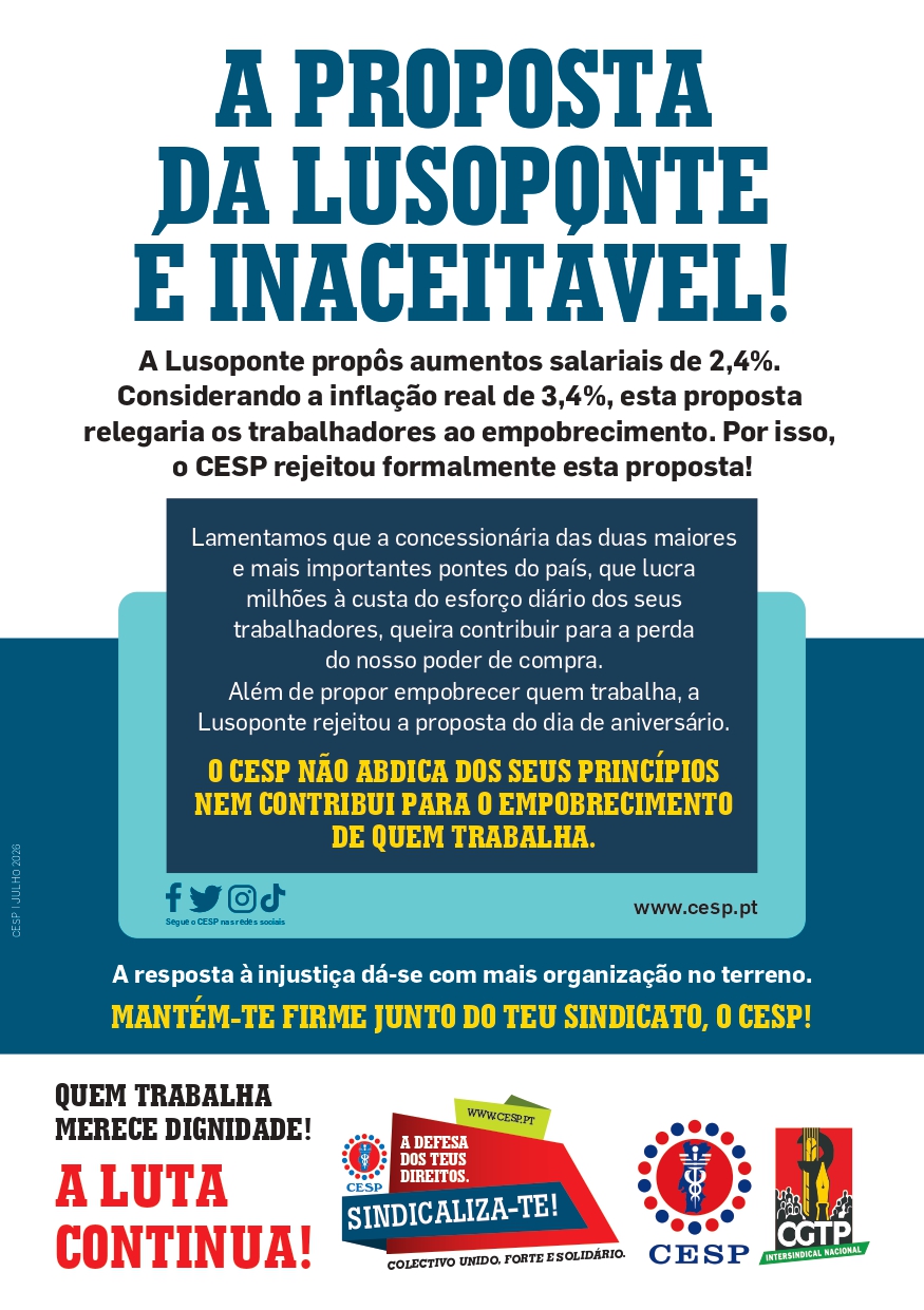 A PROPOSTA DA LUSOPONTE É INACEITÁVEL!