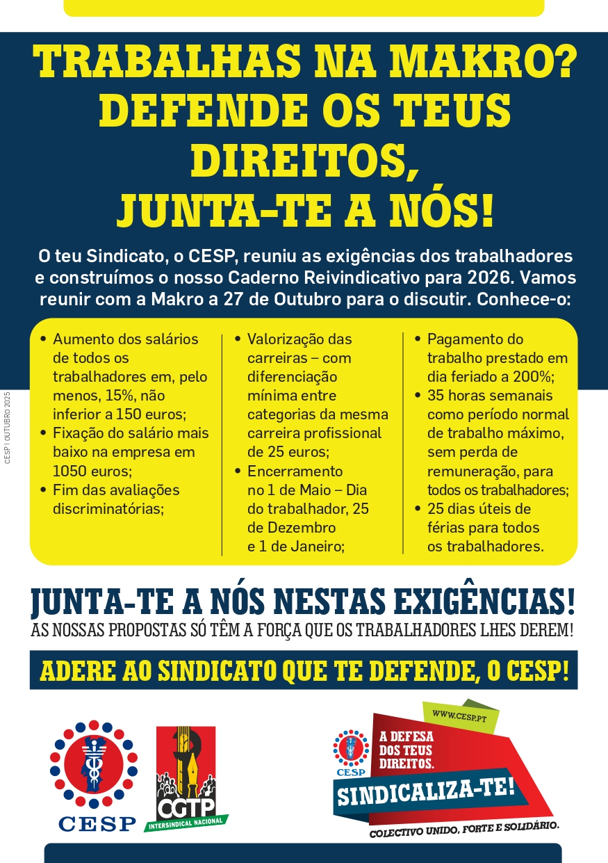 TRABALHAS NA MAKRO? DEFENDE OS TEUS DIREITOS, JUNTA-TE A NÓS!