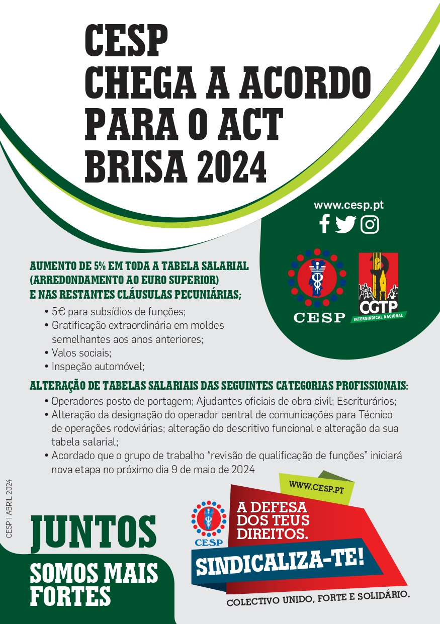 CESP CHEGA A ACORDO PARA O ACT BRISA 2024