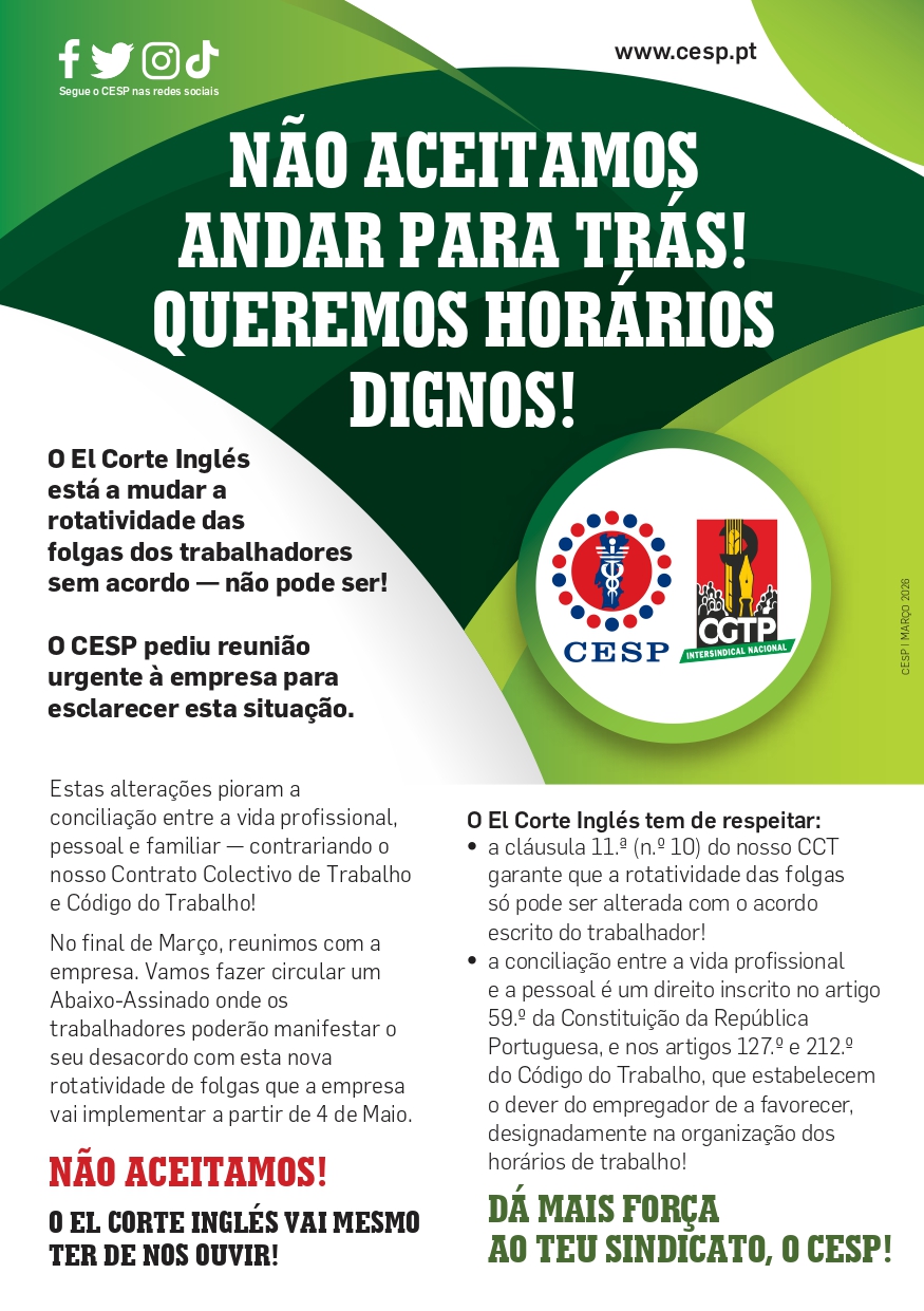 NÃO ACEITAMOS ANDAR PARA TRÁS! QUEREMOS HORÁRIOS DIGNOS!