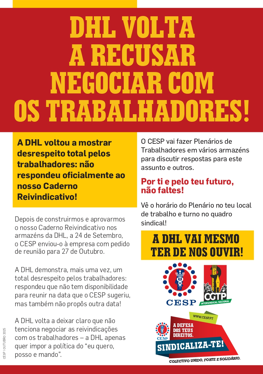 DHL VOLTA A RECUSAR NEGOCIAR COM OS TRABALHADORES!