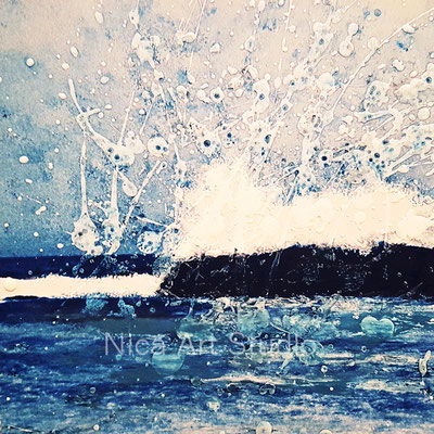 Die Welle, 2019, 20 x 20 cm, Fotografie mit Acrylfarbe, in der Galerie KuRa Hamburg