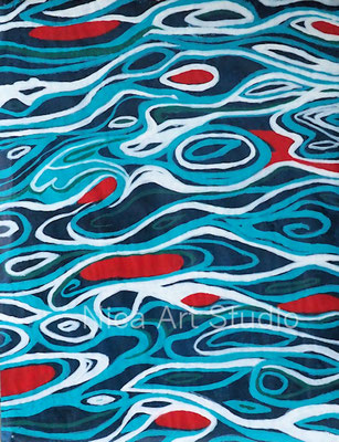 Wasserspiegelung, 2020, 49 x 63 cm, Acrylmalerei  auf Papier