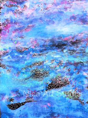 Gefrorener See, 2019, 30 x 45 cm, Fotografie mit Acrylmalerei