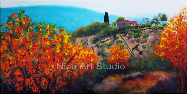 Tuscany landscape, 2019, 80 x 40 cm, photo print with acrylic painting on canvas