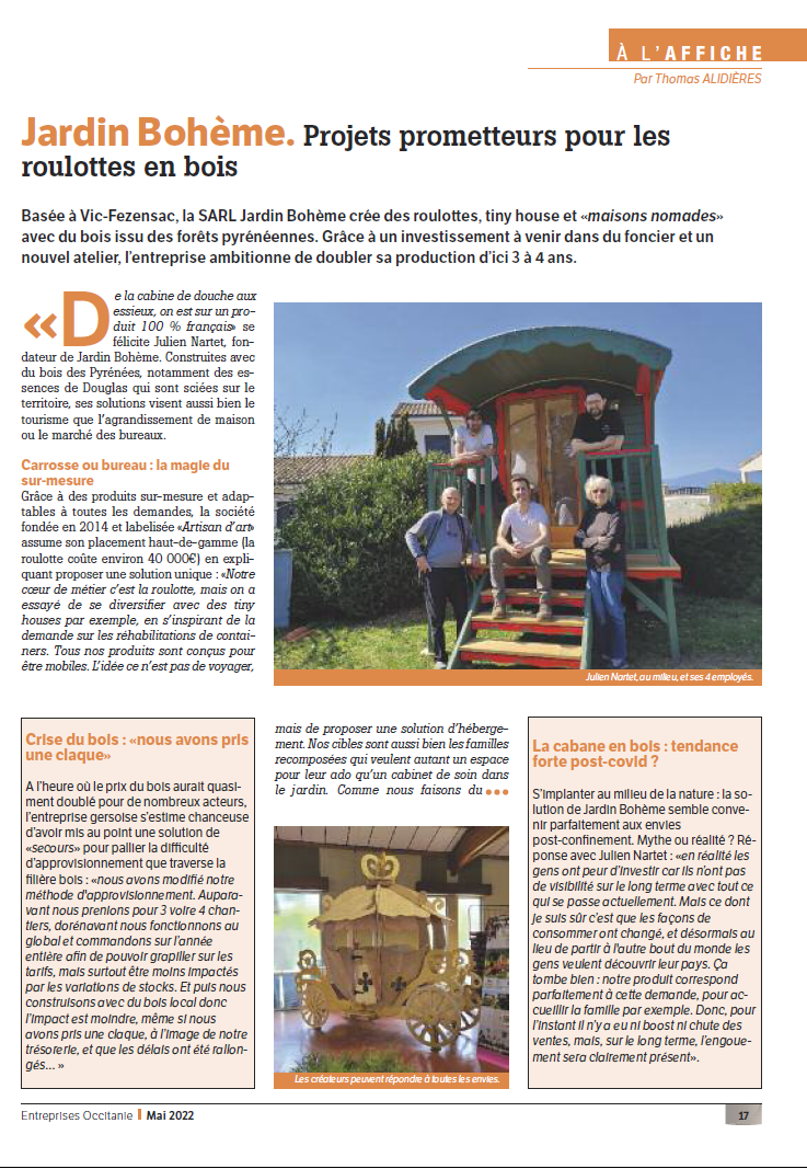 Nous sommes dans le Journal Entreprises Occitanie