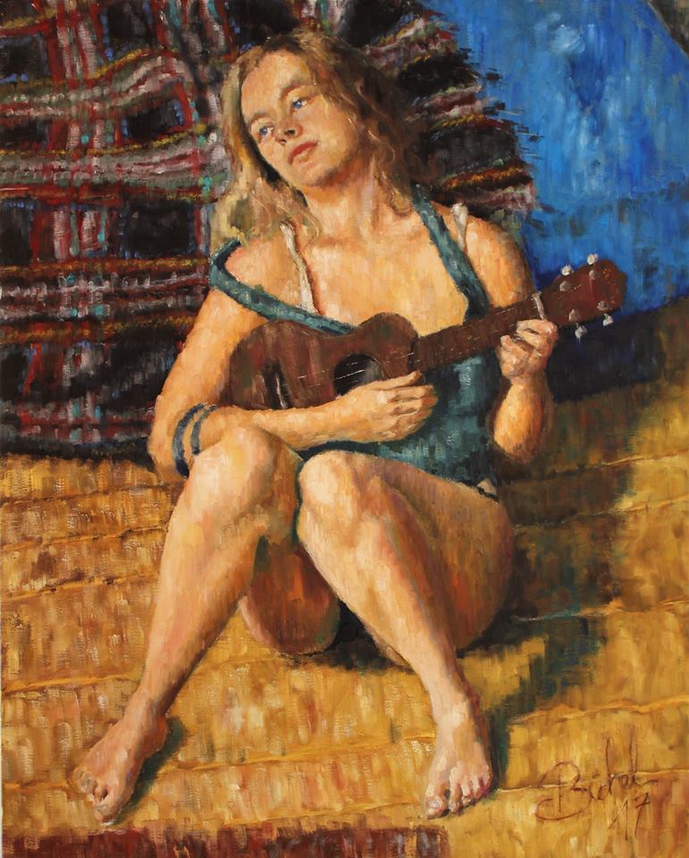 "Anastaisa with ukulele" 2017 - Öl auf Leinwand - 100x80 cm