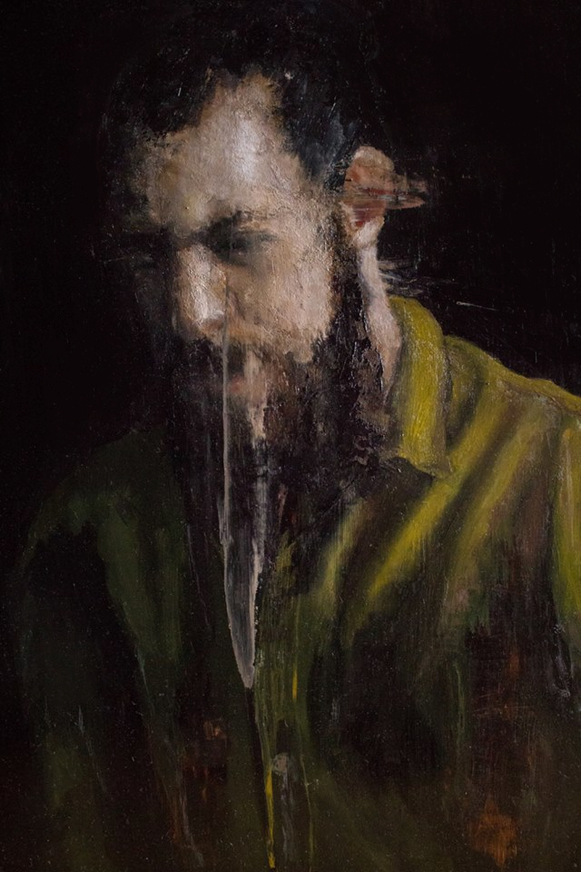 "Man with green shirt" 2018 - Öl auf Kupferplatte - 60x50 cm