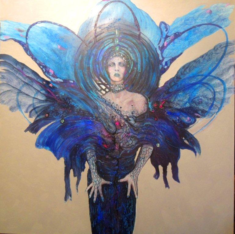 "Die blaue Mauritius" - Pigmente auf Hartfaser - 130x130 cm