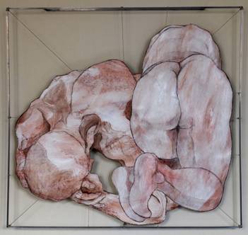 2012 - Kohle auf Papier Transparent im Eisenrahmen - 100x94 cm