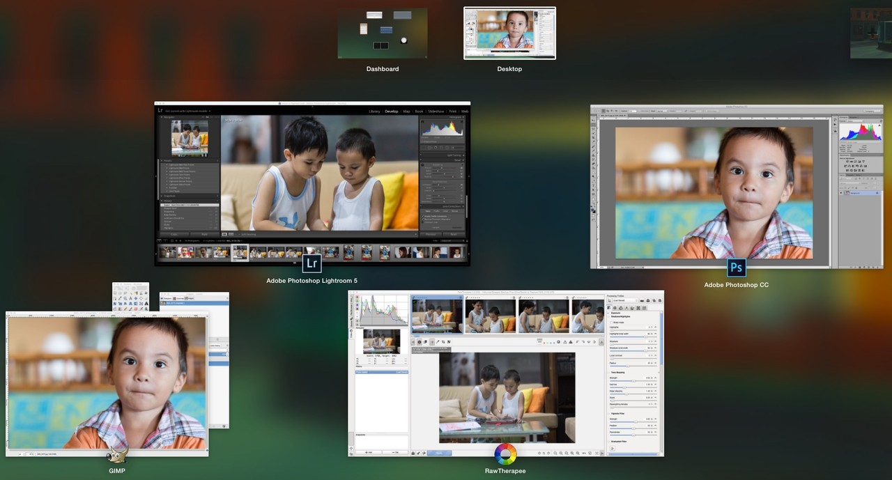 photoshop versus gimp and lightroom