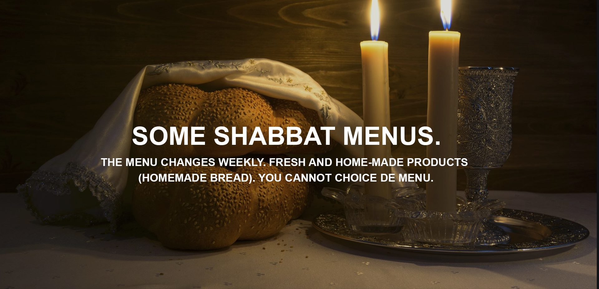 Menu Shabat Kosher in Lisbon. Jewish Tours Shabbat Lisbonne