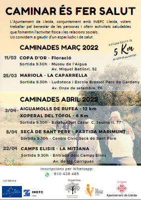 Calendari de #CaminarÉsFerSalut de Març i Abril.