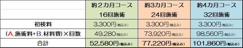 耳つぼダイエット コース料金例