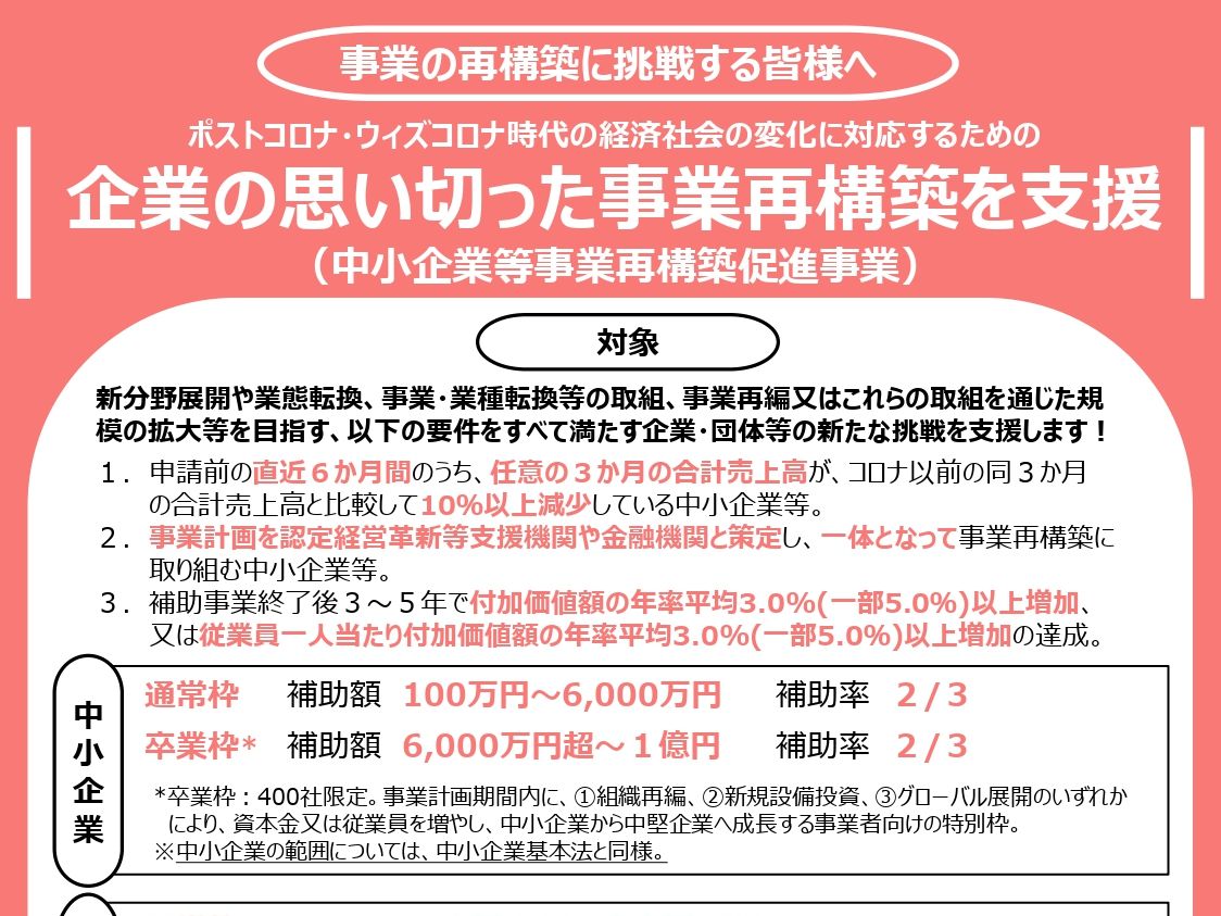 企業の思い切った事業再構築を支援