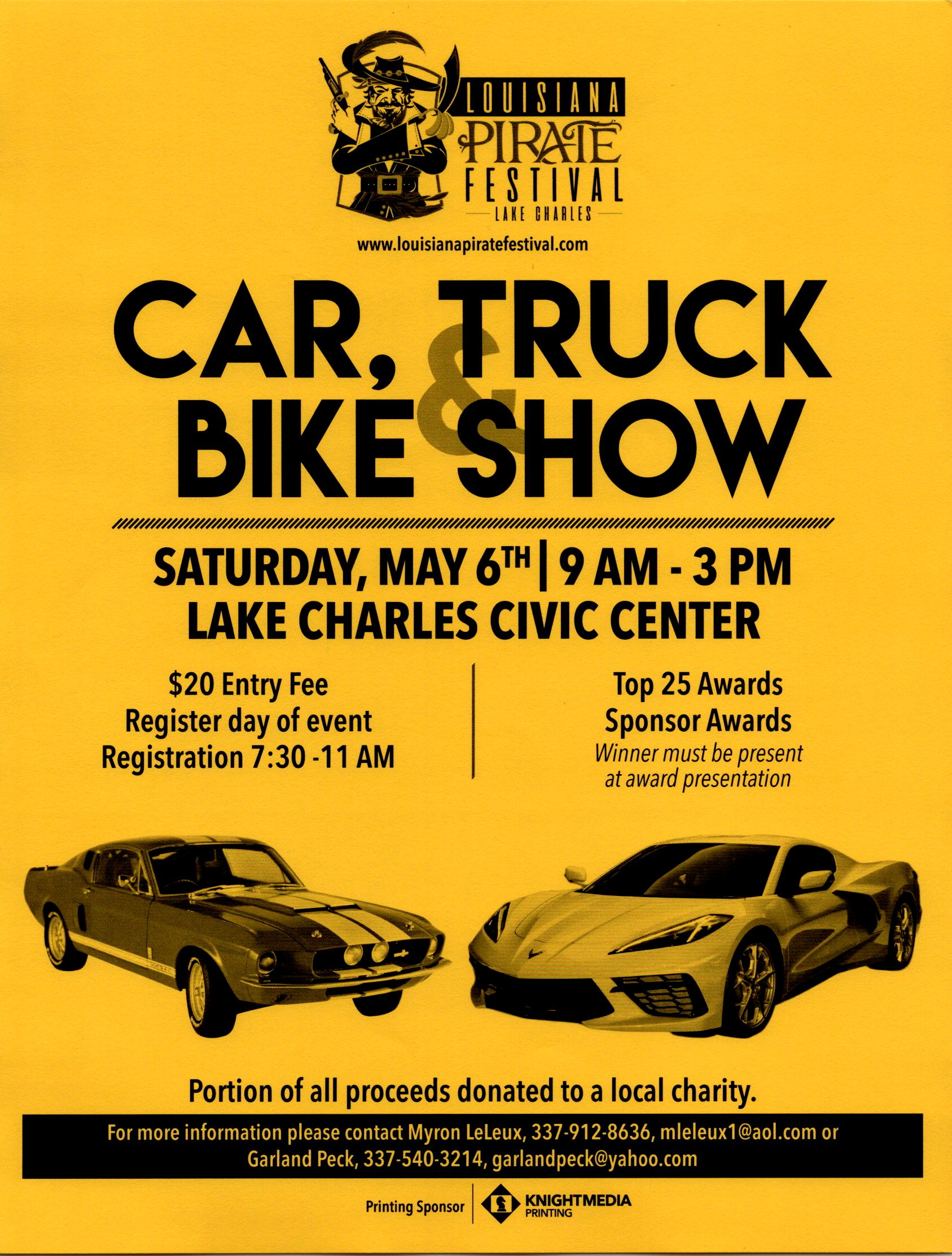 CAR, truck & bike SHOW Louisiana Pirate Festival in Lake Charles!