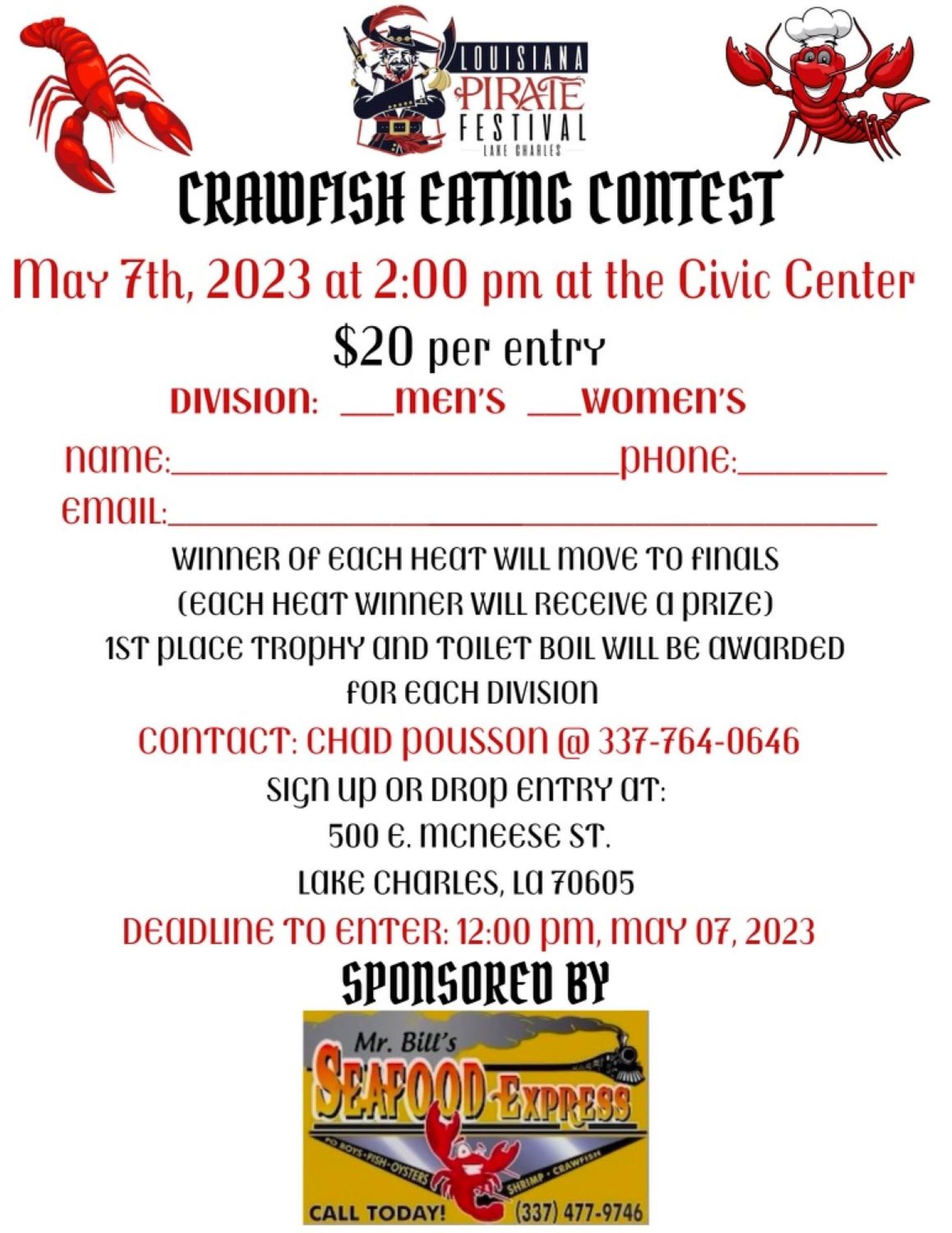 crawfish eating contest Louisiana Pirate Festival in Lake Charles!