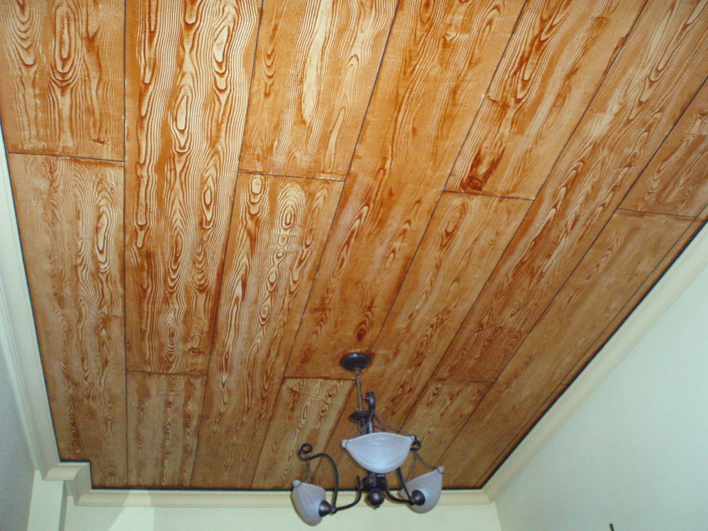 Efecto madera 2, veteado de barniz sobre techo