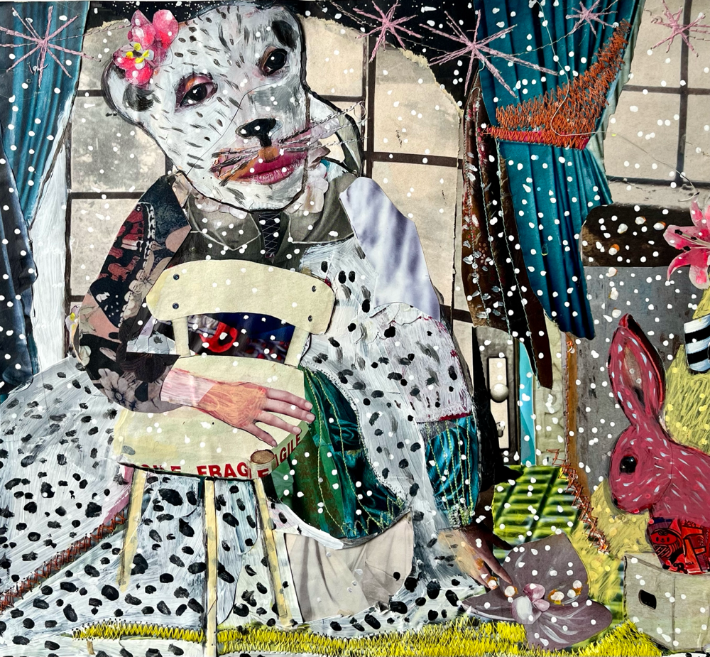 Schneekönigin, Mixed Media auf Karton, 30 x 30 cm