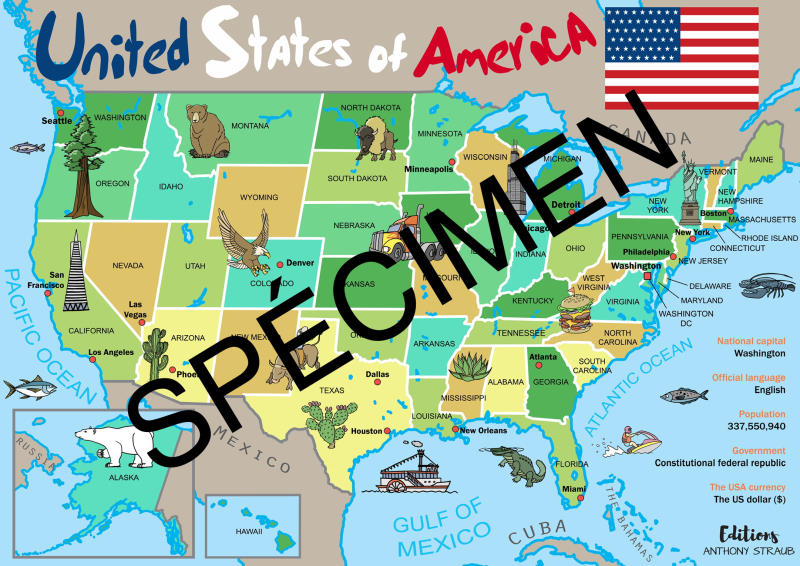 Carte des USA (A0) - Site de editions-straub !