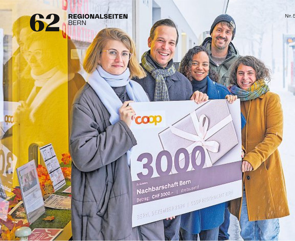 Nachbarschaft Bern erhält einen Preis von Coop!