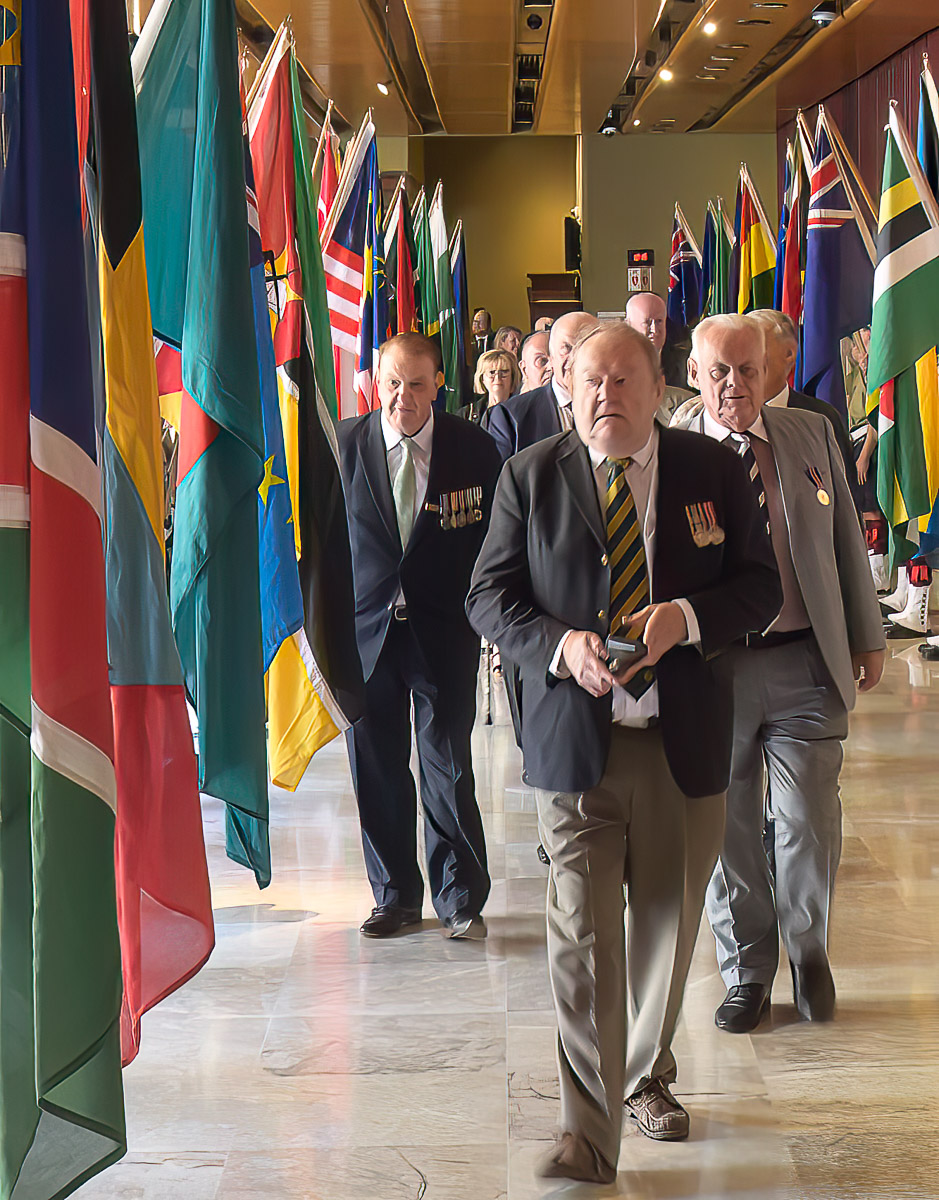 Guests enter through the 54 Commonwealth of Nations flags