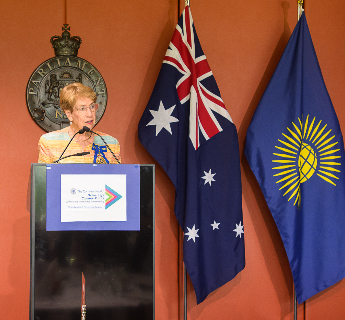 Her Excellency with Commonwealth of Nations flag