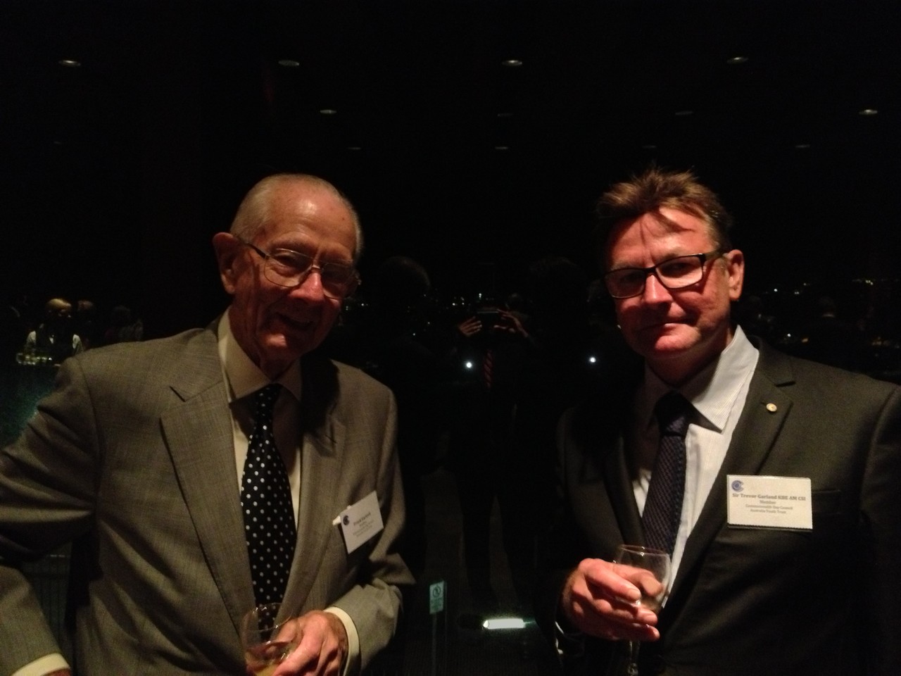 Frank Gartrell (left) with Sir Trevor Garland KBE AM CSI Consul-General Solomon Islands