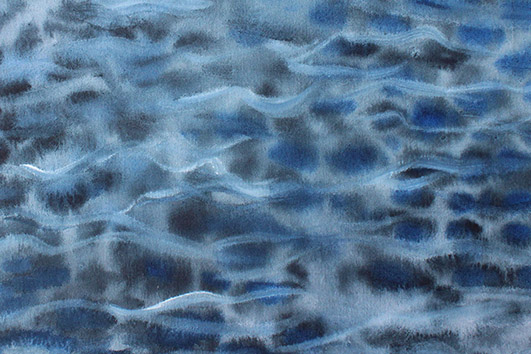  FlussLauf Spiegelungen, 2023, Aquarell, 20 x 20 cm (Ausschnitt)