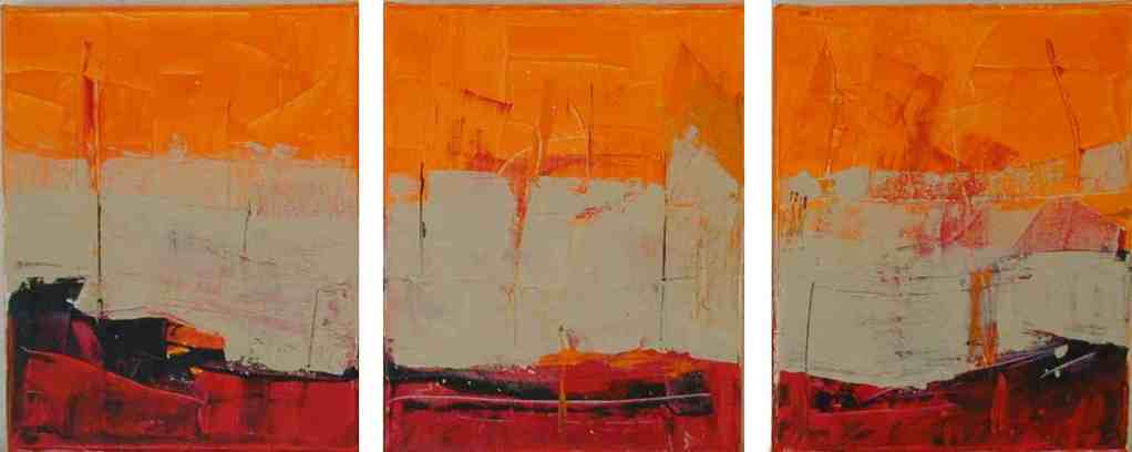 Triptycon Orange  3x  30 x 23