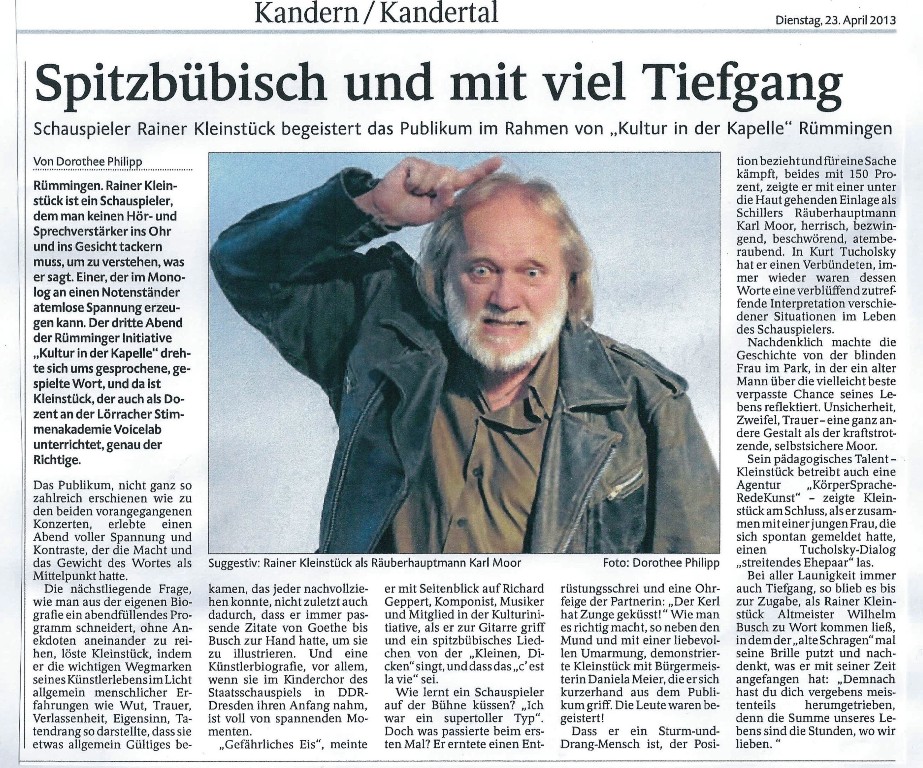 KörperSpracheRedeKunst___R.Kleinstück . Soloprogramm Rümmingen