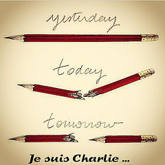 Der Zeichenstift des Karikaturisten als Symbol der Toleranz. Bildkomposition Jacinthe C./flickr