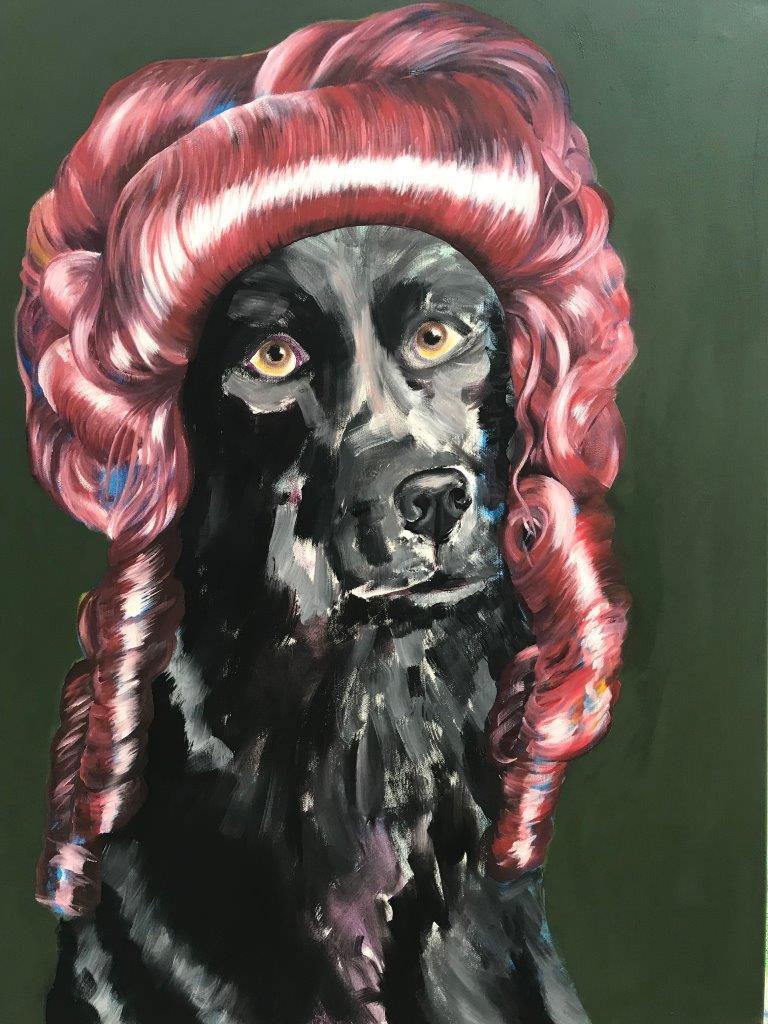 Ronald Kodritsch, "Bastard, viktorianisch rot", Öl auf Leinwand, 100 x 80 cm, 2019